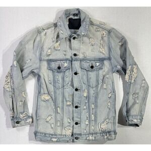 Alexander Wang Daze Distressed Denim Jacket Light Wash Men's Size Small